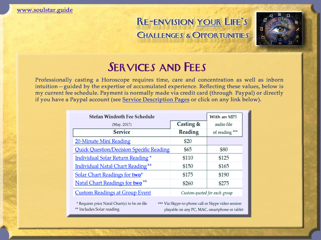 Astrologer Services and Readings List; St�fan Windroth Astrology Services